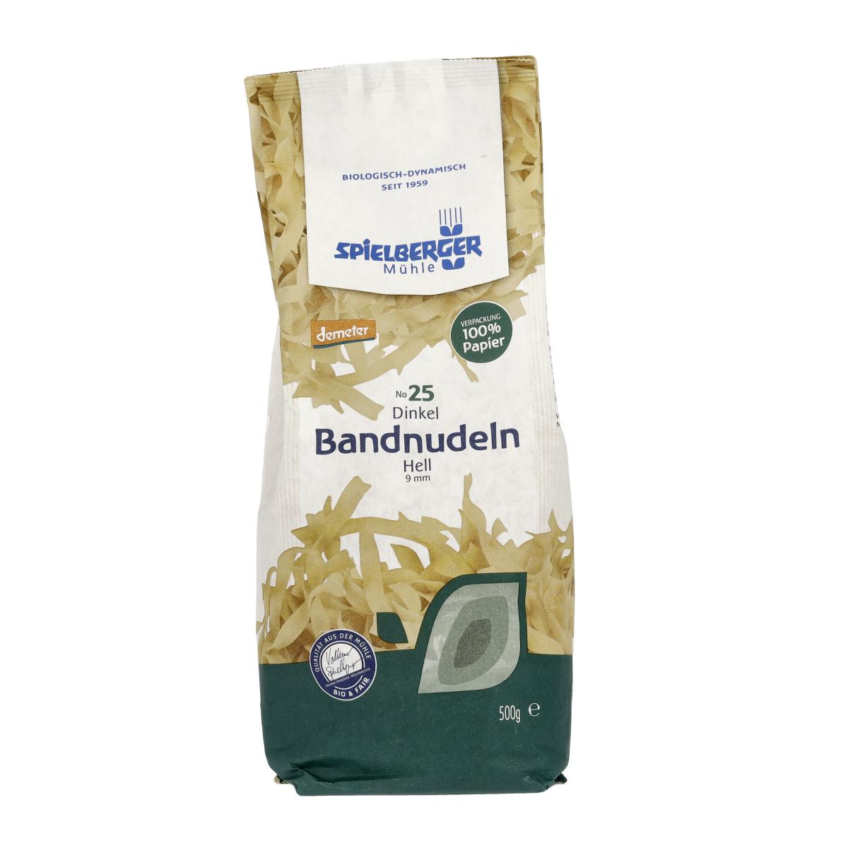 Dinkel Bandnudeln, hell, 9 mm, demeter