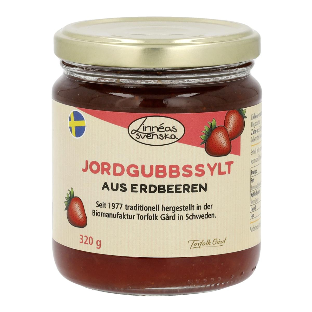 Jordgubbssylt, Fruchtaufstrich aus Erdbeeren, kbA