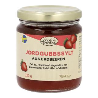 Jordgubbssylt, Fruchtaufstrich aus Erdbeeren, kbA