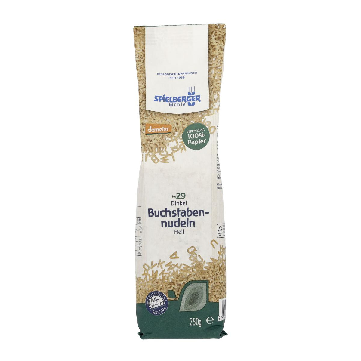 Dinkel Buchstabennudeln, hell, demeter